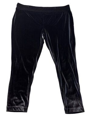 Terra & Sky Womens Black Velvet Stretch Capris Leggings 4X 28W-30W